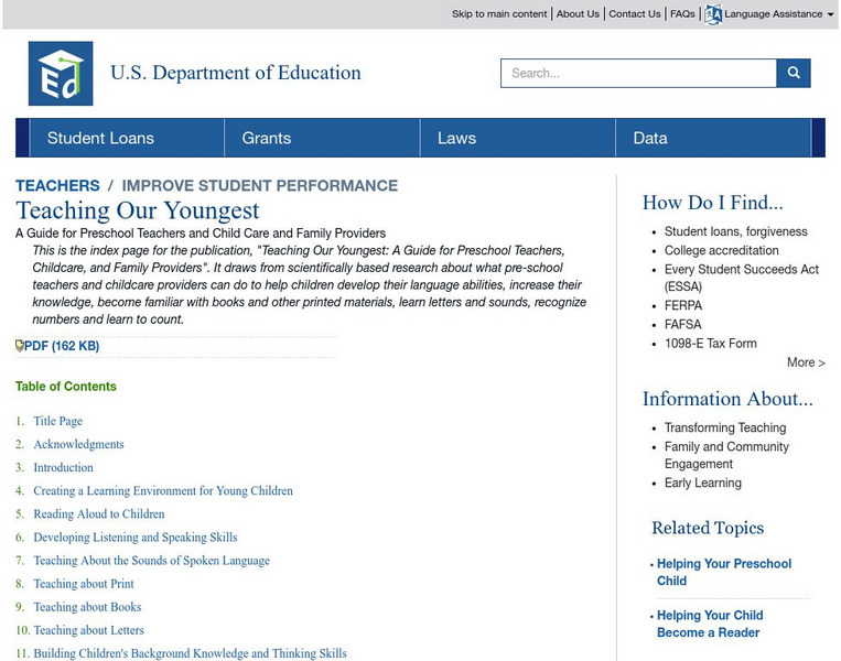 U. S. Department of Education: Teaching Our Youngest Website U. S. Department of Education: Teaching Our Youngest Website