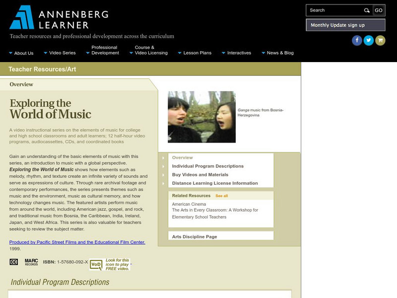 Annenberg Learner: Exploring the World of Music: Timbre: The Color of Music Instructional Video Annenberg Learner: Exploring the World of Music: Timbre: The Color of Music Instructional Video