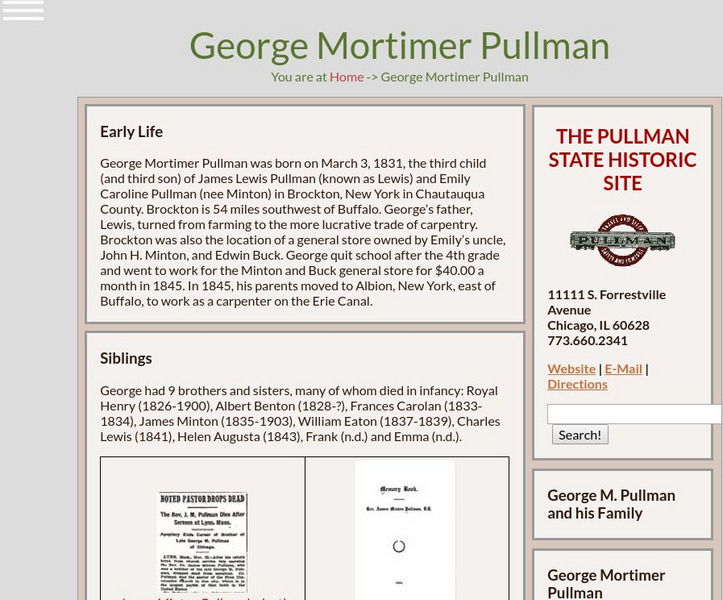 The Pullman State Historic Site : George Mortimer Pullman Website