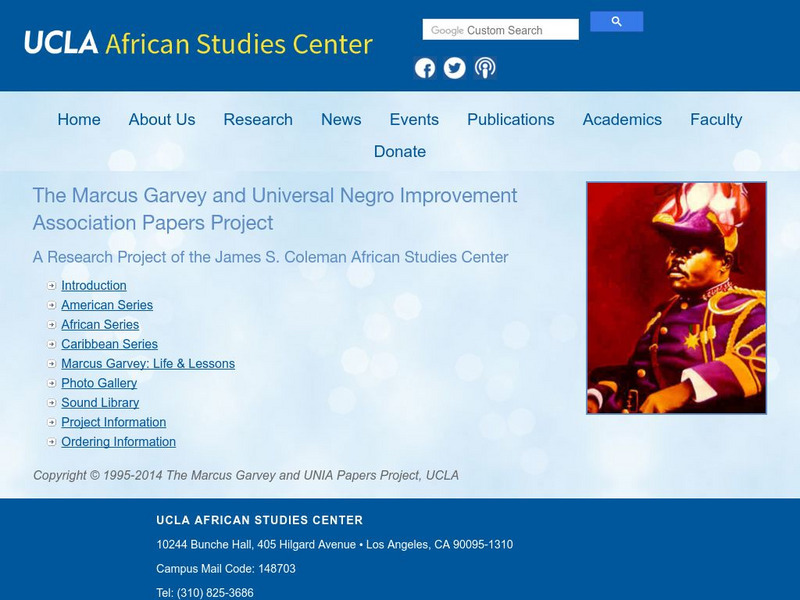 Ucla African Studies Center: Marcus Garvey: An Overview Handout Ucla African Studies Center: Marcus Garvey: An Overview Handout