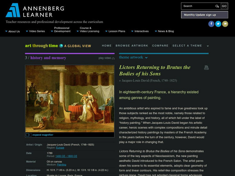 Annenberg Learner: Lictors Returning to Brutus the Bodies of His Sons Website Annenberg Learner: Lictors Returning to Brutus the Bodies of His Sons Website