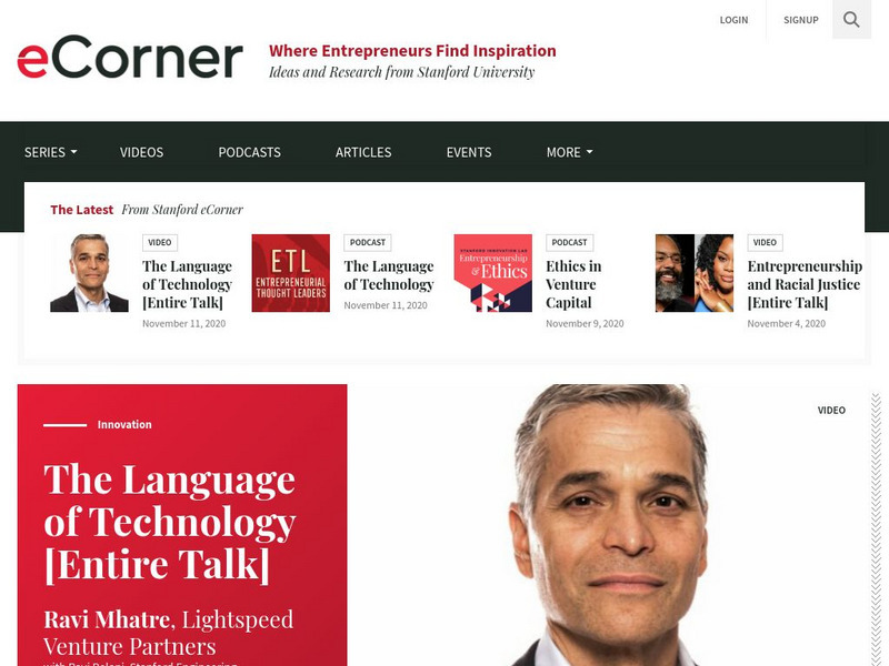 Stanford University: E Corner: Entrepreneurship Videos and Podcasts Website Stanford University: E Corner: Entrepreneurship Videos and Podcasts Website