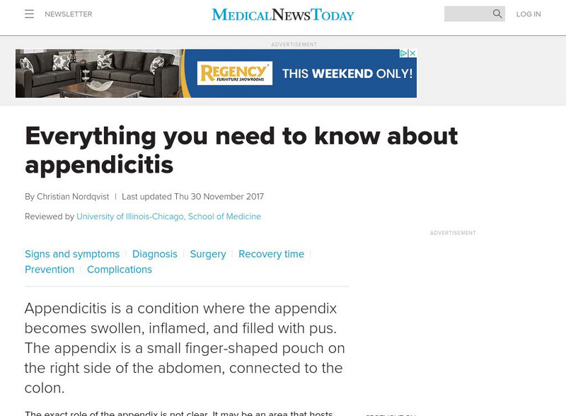 Medical News Today: Articles: Gastrointestinal: What Is Appendicitis? Handout Medical News Today: Articles: Gastrointestinal: What Is Appendicitis? Handout