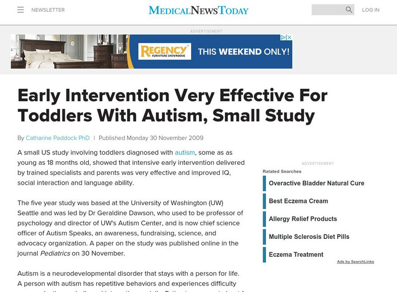 Medical News Today: Early Intervention Very Effective for Toddlers With Autism Article Medical News Today: Early Intervention Very Effective for Toddlers With Autism Article