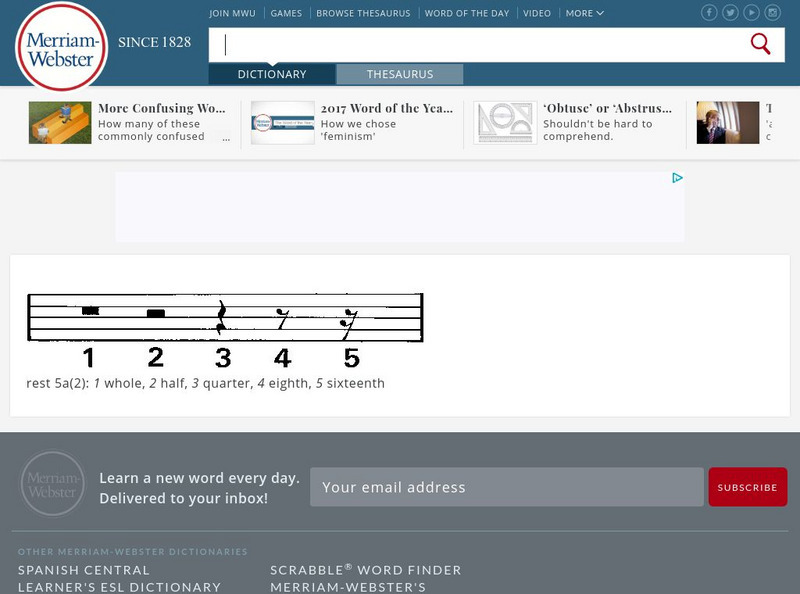 Merriam Webster: Dictionary: Illustration of Rest (Music Notation) Graphic