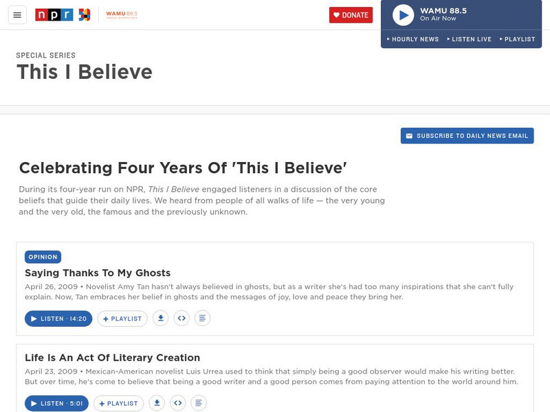Npr: This I Believe Audio Npr: This I Believe Audio