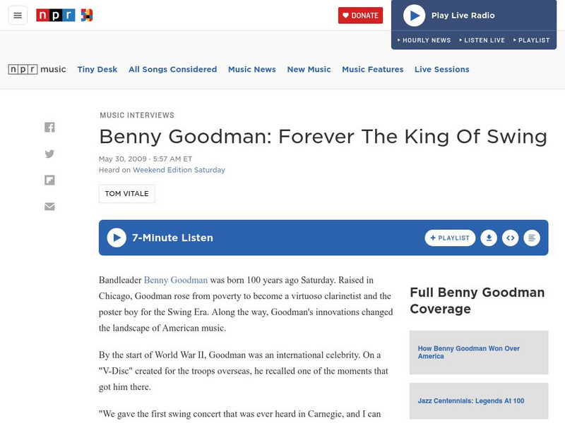 Npr: Benny Goodman: Forever the King of Swing Audio Npr: Benny Goodman: Forever the King of Swing Audio