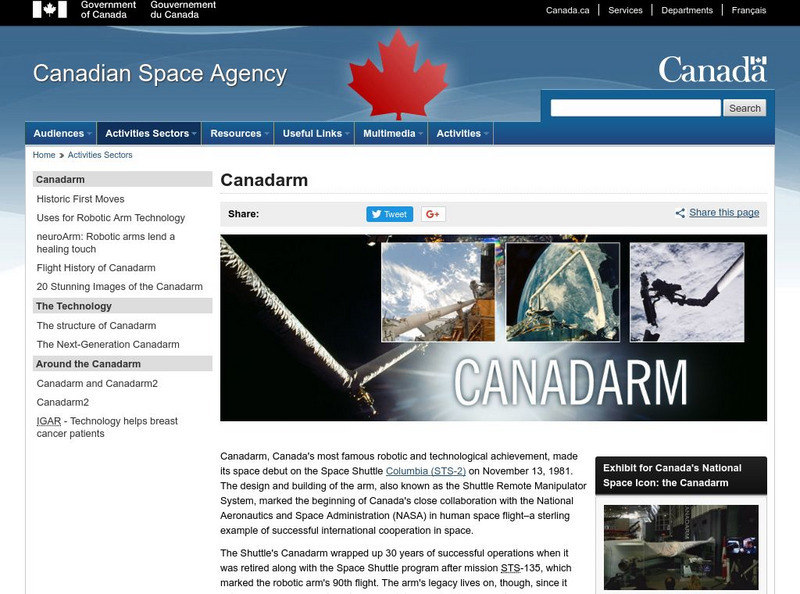 Canadian Space Agency: Canadarm Website Canadian Space Agency: Canadarm Website