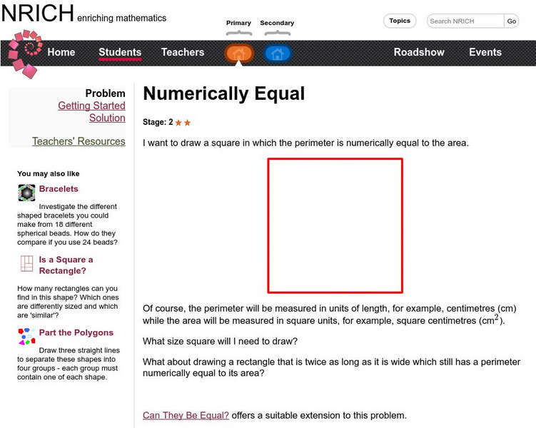 University of Cambridge: Nrich: Numerically Equal Activity University of Cambridge: Nrich: Numerically Equal Activity