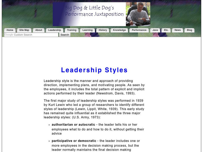 Big Dog, Little Dog: Leadership Styles Handout Big Dog, Little Dog: Leadership Styles Handout