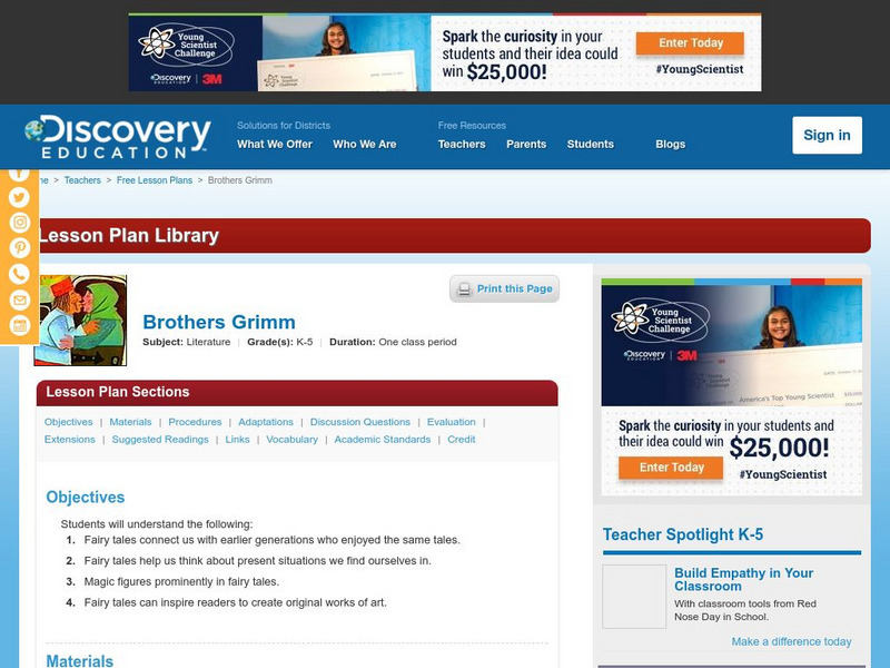 Discovery Education: Brothers Grimm Lesson Plan Discovery Education: Brothers Grimm Lesson Plan