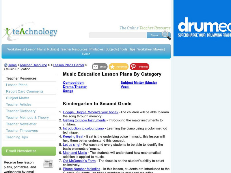 Teachnology: Music Lesson Plans Lesson Plan Teachnology: Music Lesson Plans Lesson Plan