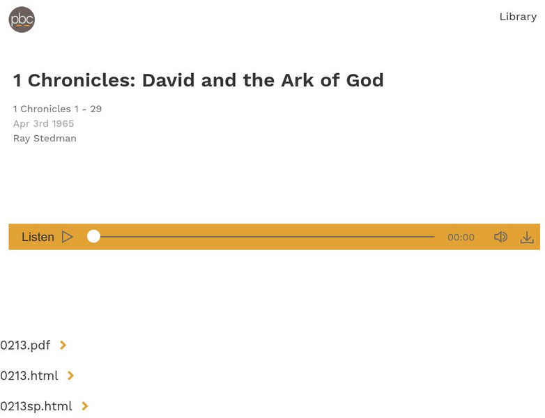 1 Chronicles: David and the Ark of God Audio