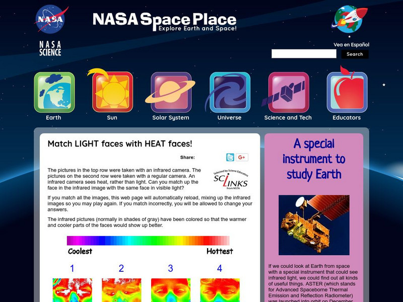 Nasa: The Space Place: Match Light Faces With Heat Faces Interactive Nasa: The Space Place: Match Light Faces With Heat Faces Interactive