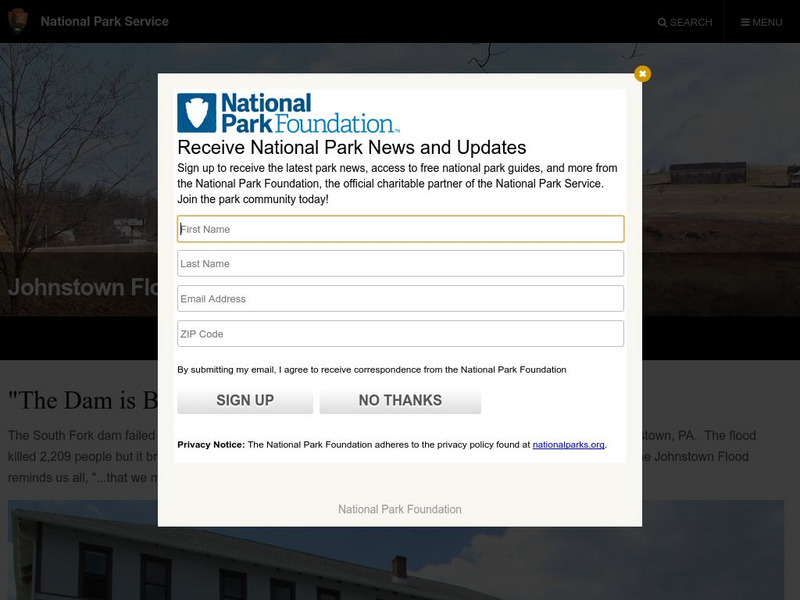 National Park Service: Johnstown Flood National Memorial Website National Park Service: Johnstown Flood National Memorial Website