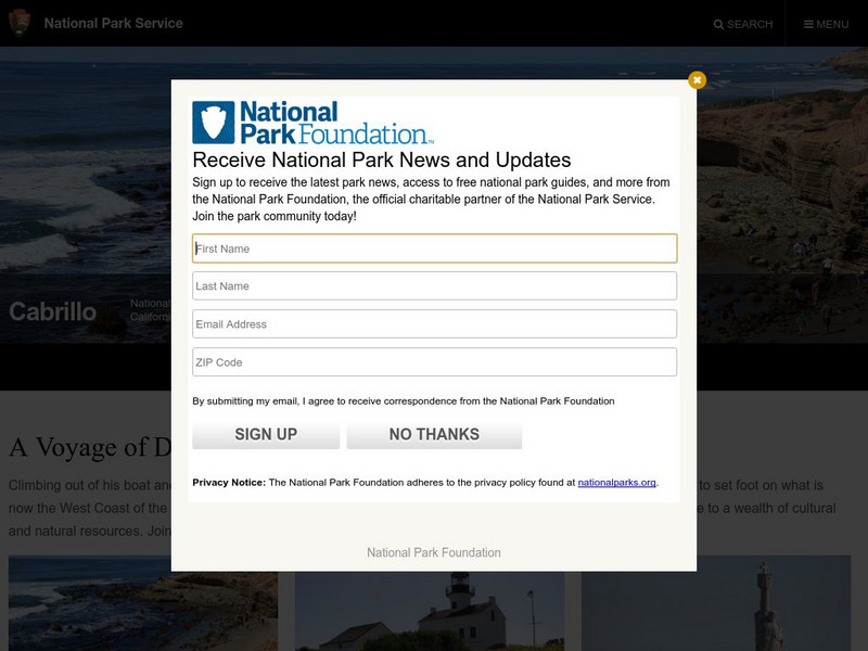 National Park Service: Cabrillo National Monument Website National Park Service: Cabrillo National Monument Website