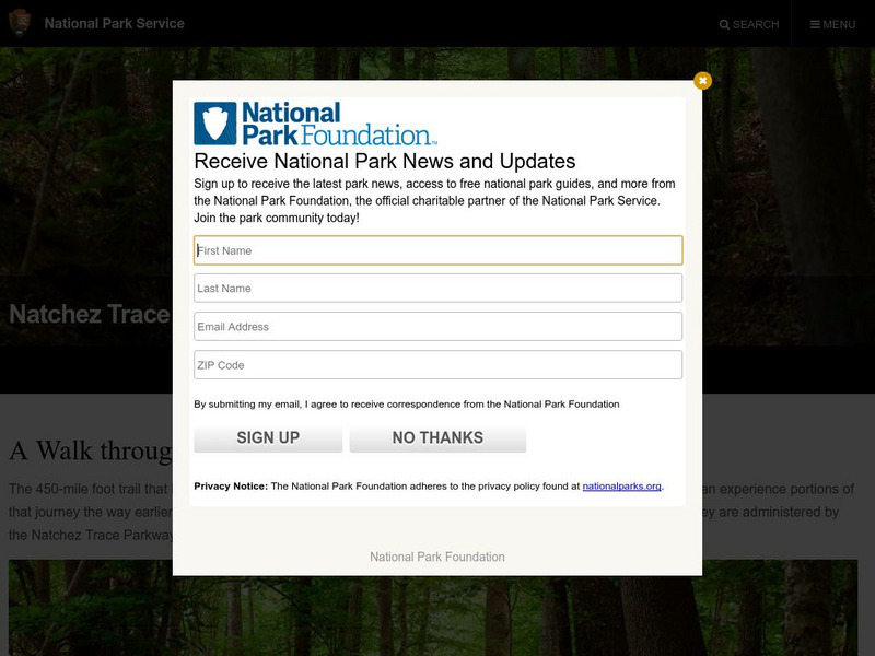 National Park Service: Natchez Trace Scenic Trail Handout National Park Service: Natchez Trace Scenic Trail Handout