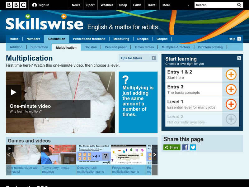 Bbc: Skillswise: Multiplication Unit Plan Bbc: Skillswise: Multiplication Unit Plan