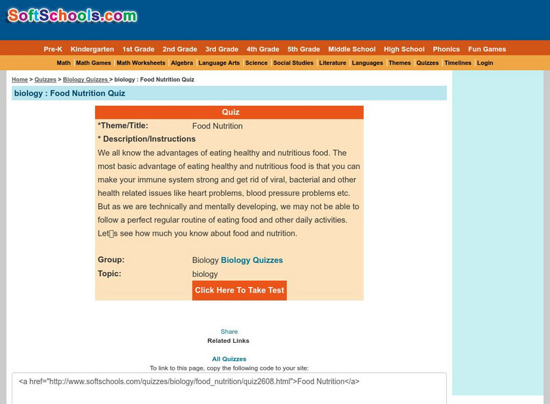Soft Schools: Food Nutrition Quiz Unknown Type Soft Schools: Food Nutrition Quiz Unknown Type