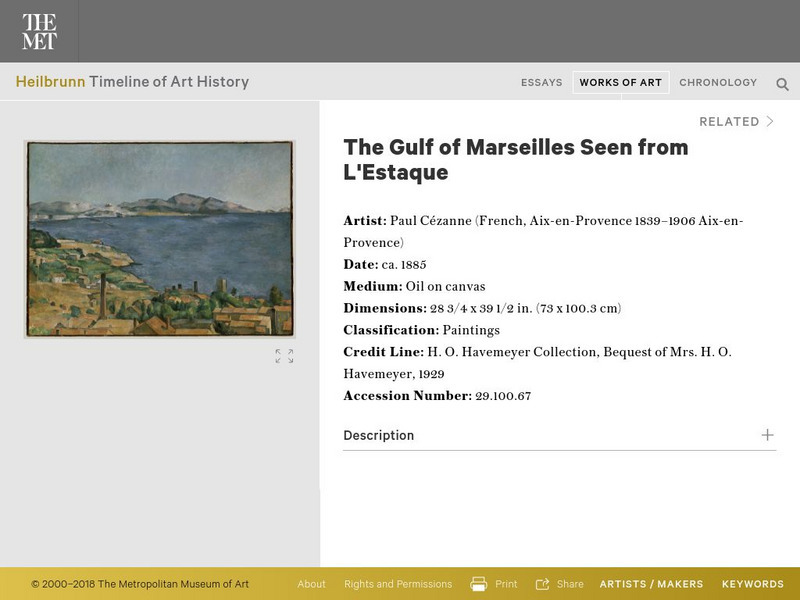 Metropolitan Museum of Art: The Gulf of Marseille Seen From L'estaque Graphic Metropolitan Museum of Art: The Gulf of Marseille Seen From L'estaque Graphic