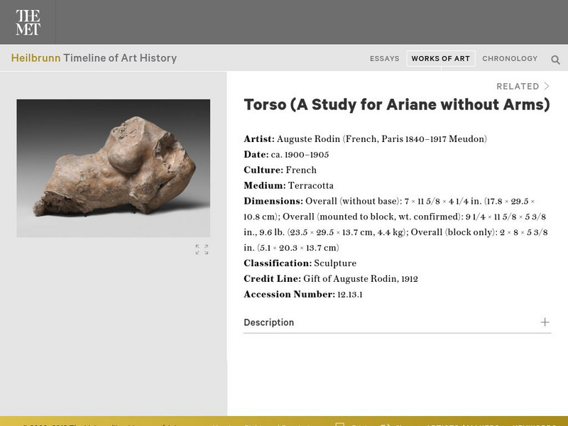 Metropolitan Museum of Art: Torso (A Study for Ariane Without Arms) Graphic Metropolitan Museum of Art: Torso (A Study for Ariane Without Arms) Graphic