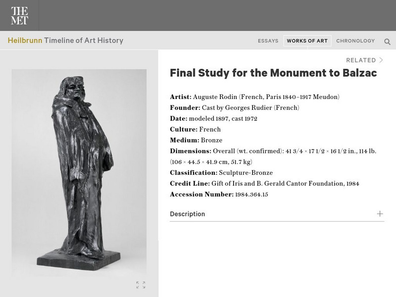 Metropolitan Museum of Art: Final Study of the Monument to Balzac Graphic Metropolitan Museum of Art: Final Study of the Monument to Balzac Graphic