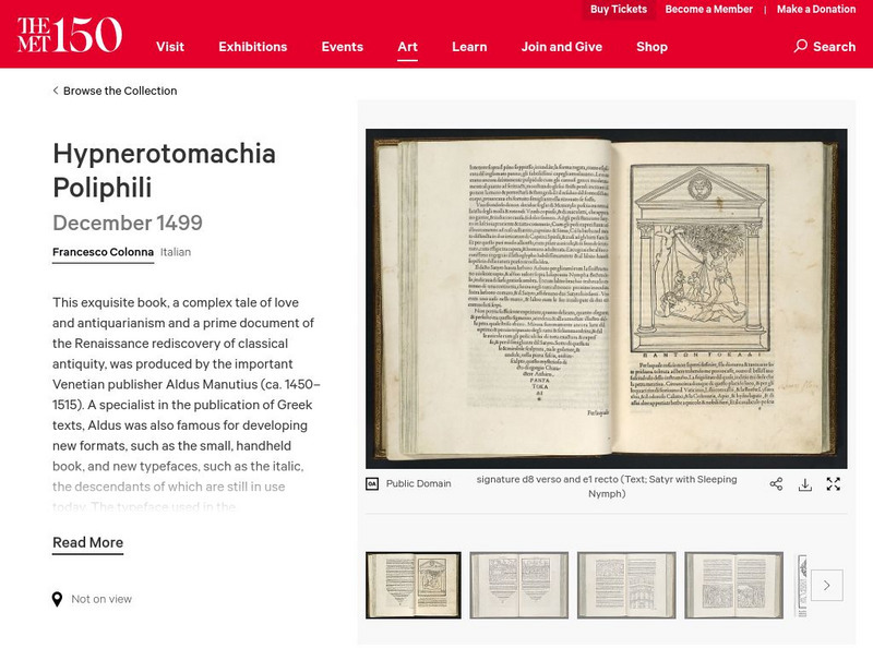 Metropolitan Museum of Art: Timeline Art History; Hypnerotomachia Poliphili Graphic Metropolitan Museum of Art: Timeline Art History; Hypnerotomachia Poliphili Graphic