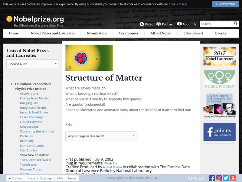 The Nobel Prize: Structure of Matter Website
