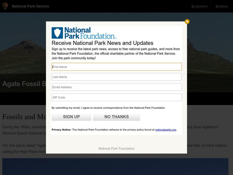 National Park Service: Agate Fossil Beds: Geologic Formations Handout National Park Service: Agate Fossil Beds: Geologic Formations Handout