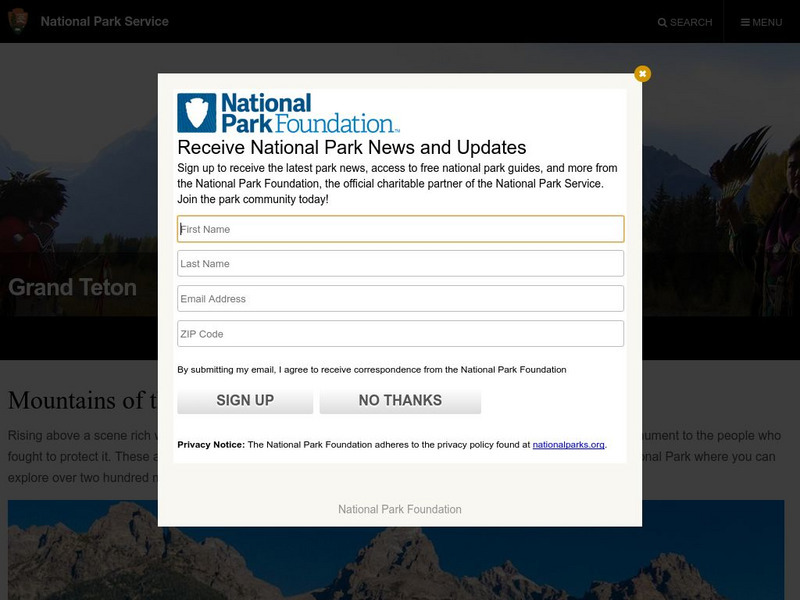 National Park Service: Grand Teton National Park, Wyoming: Glaciers Handout National Park Service: Grand Teton National Park, Wyoming: Glaciers Handout