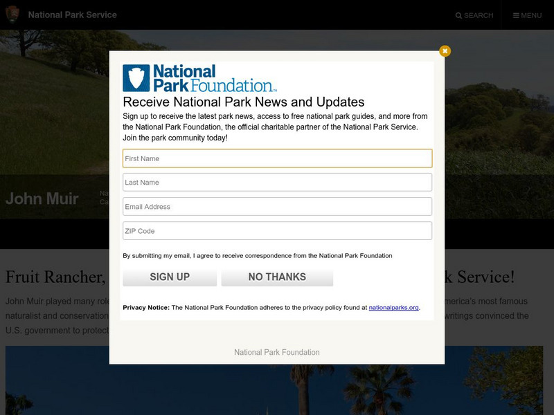 National Park Service: John Muir National Historic Site Handout National Park Service: John Muir National Historic Site Handout