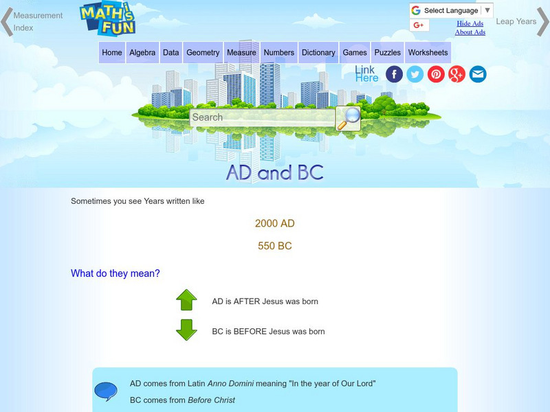 Math Is Fun: Ad and Bc Activity Math Is Fun: Ad and Bc Activity