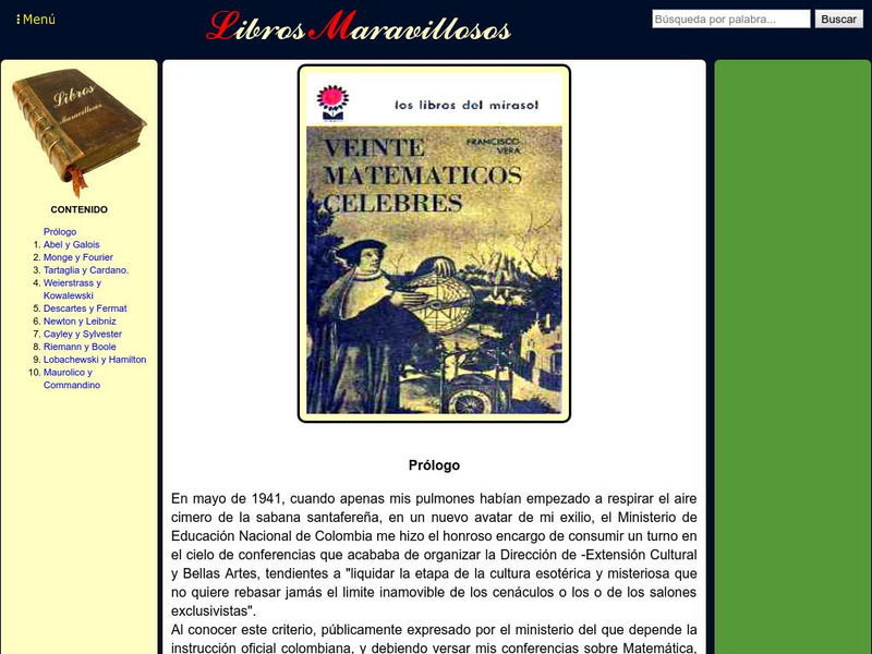 Librosmaravillosos: Veinte Matematicos Celebres Handout Librosmaravillosos: Veinte Matematicos Celebres Handout