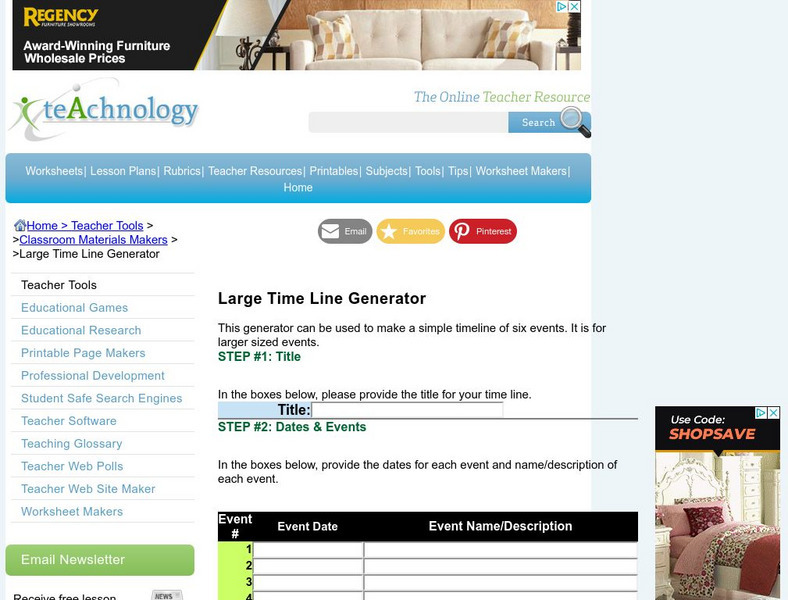 Teachnology: Large Time Line Generator Activity