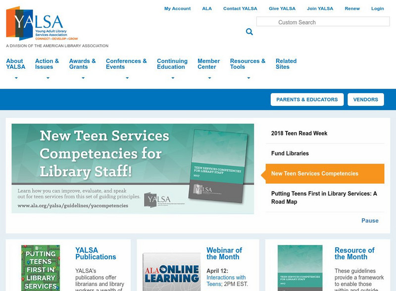American Library Association: Young Adult Library Services Association Website American Library Association: Young Adult Library Services Association Website