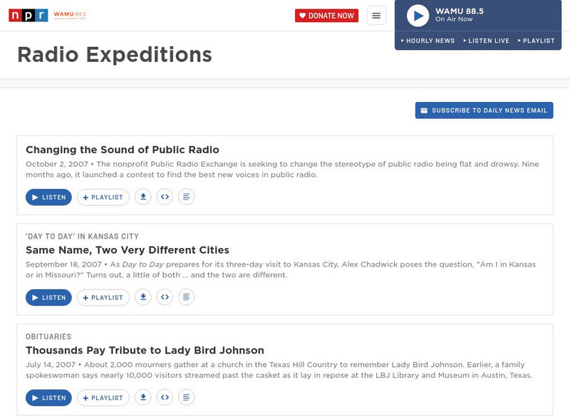 Npr: Radio Expeditions Audio Npr: Radio Expeditions Audio