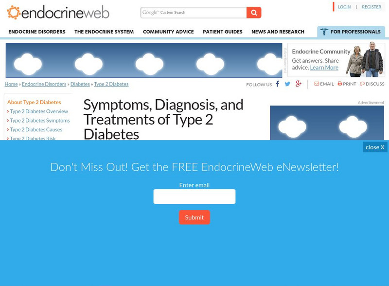 Endocrine Web: Symptoms, Diagnosis, and Treatments of Type 2 Diabetes Article Endocrine Web: Symptoms, Diagnosis, and Treatments of Type 2 Diabetes Article
