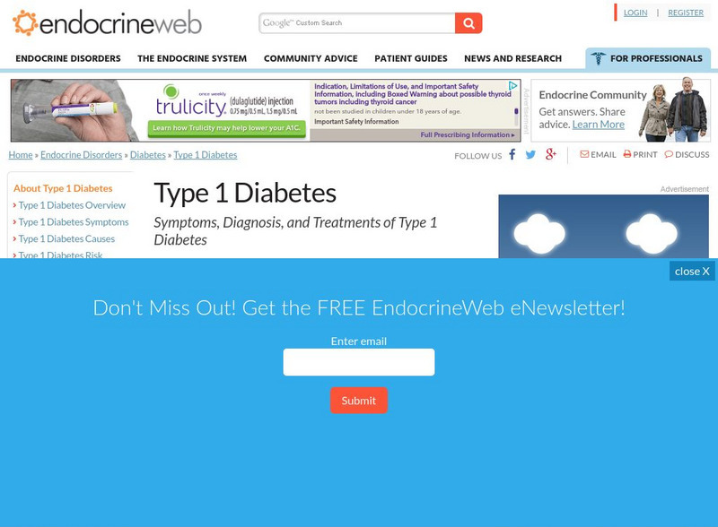 Endocrine Web: Type 1 Diabetes: Symptoms, Diagnosis, and Treatment Article Endocrine Web: Type 1 Diabetes: Symptoms, Diagnosis, and Treatment Article
