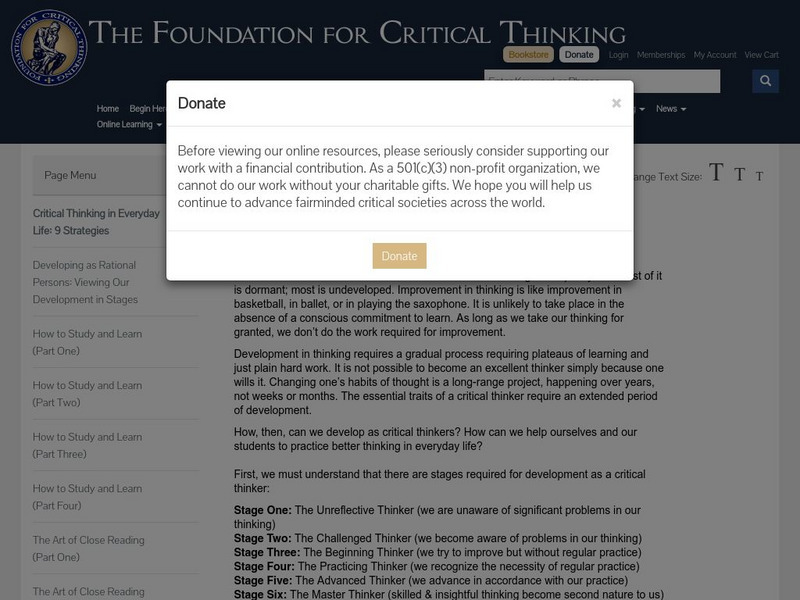 Critical Thinking in Everyday Life: 9 Strategies Handout Critical Thinking in Everyday Life: 9 Strategies Handout