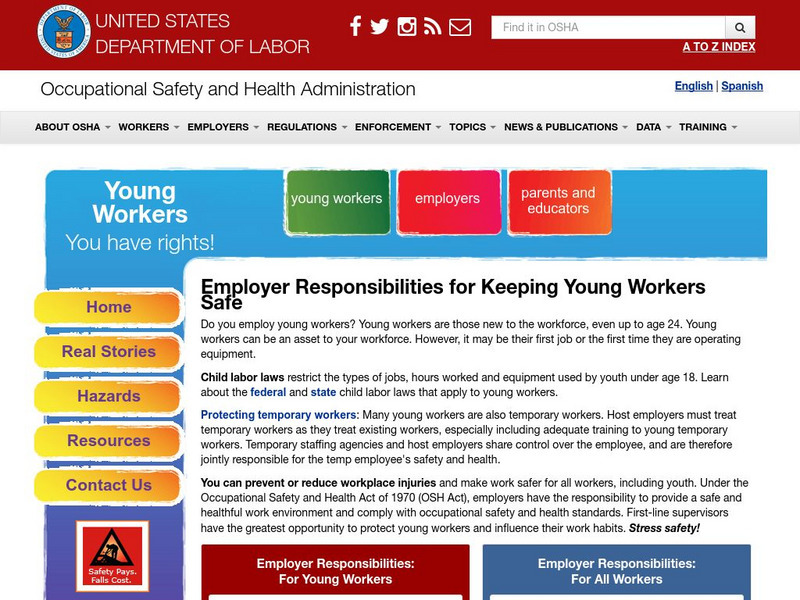 Osha: Employer Responsibilities for Keeping Young Workers Safe Website Osha: Employer Responsibilities for Keeping Young Workers Safe Website