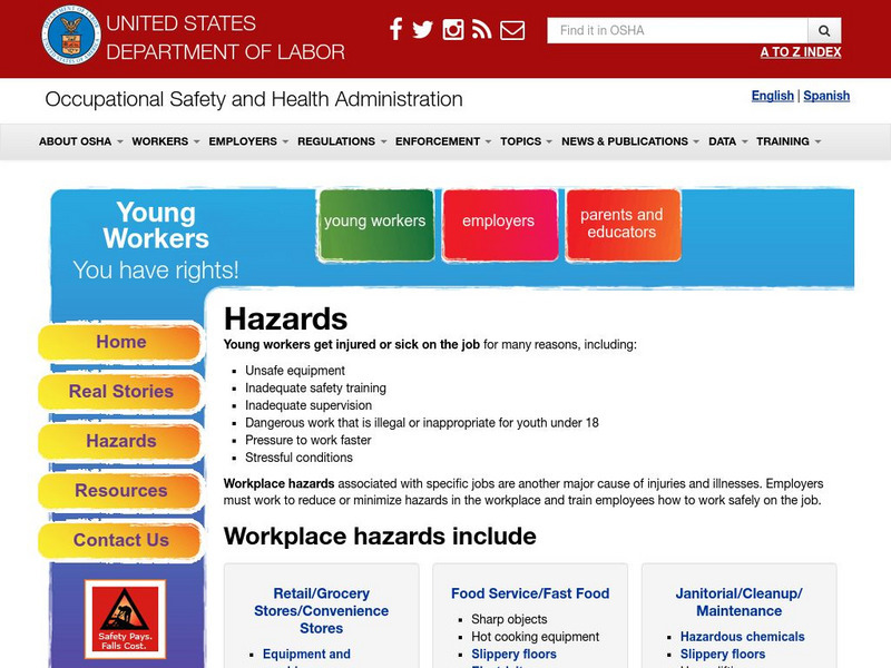 Osha: Young Workers: Hazards Website