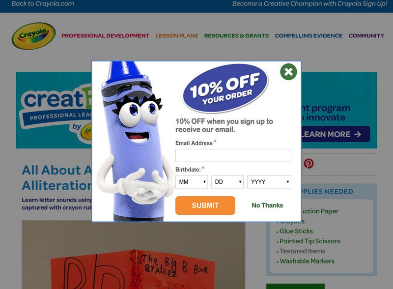 Crayola All About Adjectives and Alliteration Lesson Plan Crayola All About Adjectives and Alliteration Lesson Plan