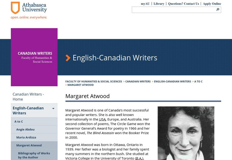 Athabasca University: Centre for Language and Literature: Margaret Atwood Website Athabasca University: Centre for Language and Literature: Margaret Atwood Website