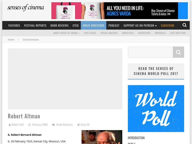 Senses of Cinema: Robert Altman Article Senses of Cinema: Robert Altman Article