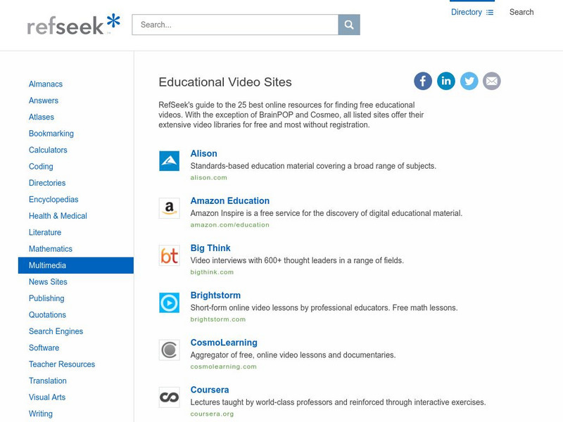 Ref seek.com: Educational Video Sites Professional Doc Ref seek.com: Educational Video Sites Professional Doc