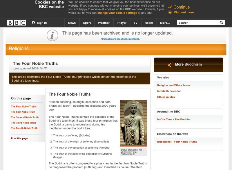 Bbc Religions: Buddhism: Four Noble Truths Website