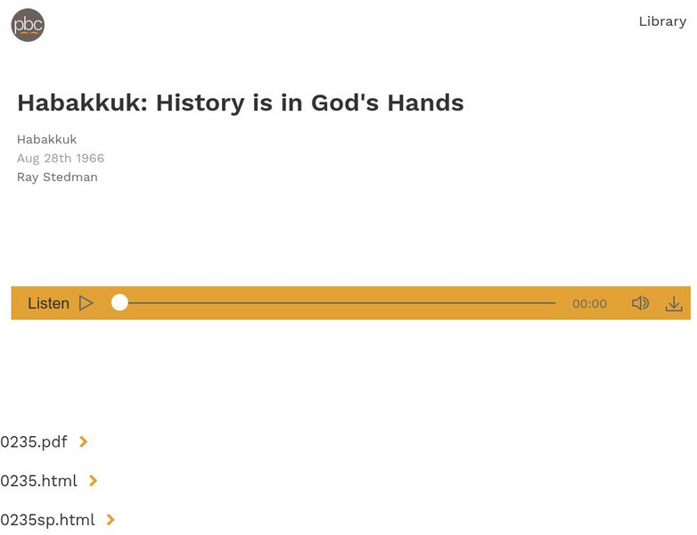 Habakkuk: History Is in God's Hands Audio Habakkuk: History Is in God's Hands Audio