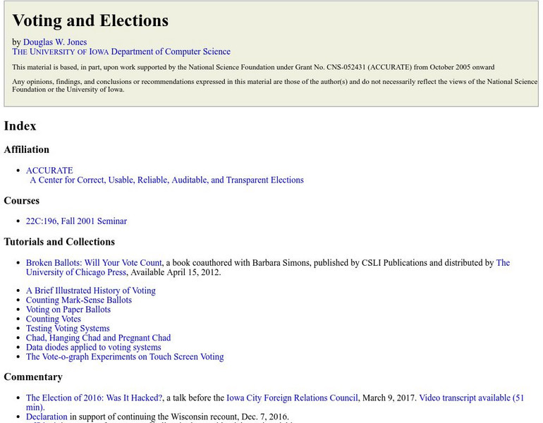 University of Iowa: Voting and Elections Activity University of Iowa: Voting and Elections Activity
