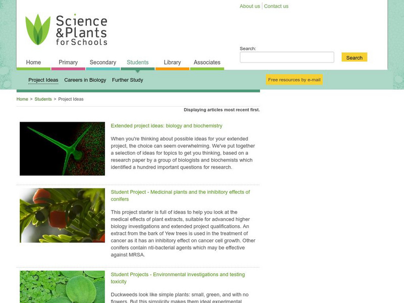 Science & Plants for Schools: Project Ideas Activity Science & Plants for Schools: Project Ideas Activity