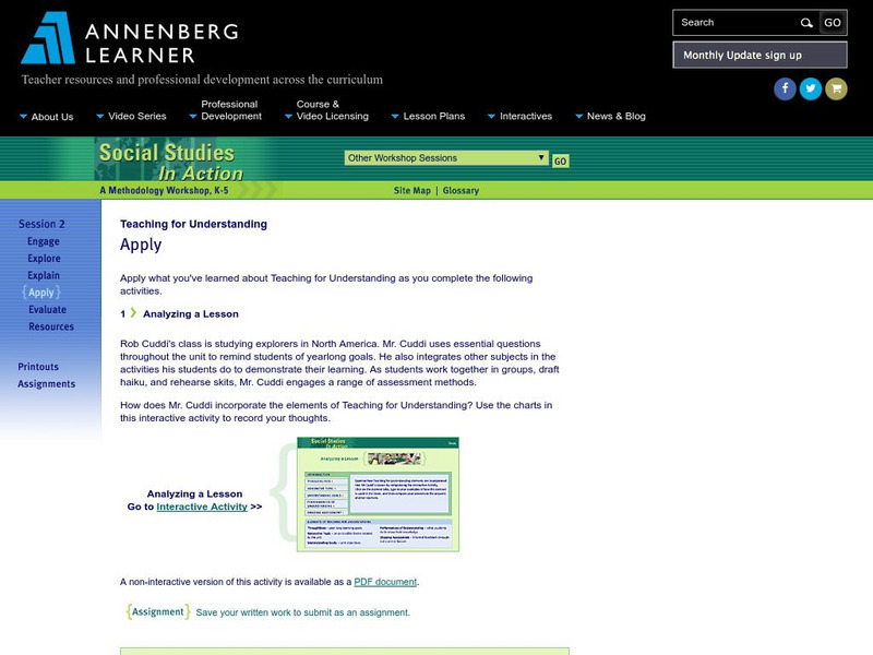 Annenberg Learner: Analyzing a Lesson Professional Doc Annenberg Learner: Analyzing a Lesson Professional Doc